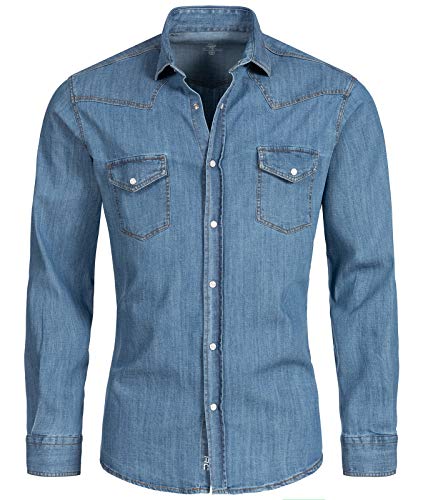 Rock Creek Herren Jeans Hemd Herrenhemd Denim Jeanshemd Vintage mit druckknöpfen Regular Fit Stehkragen Kentkragen Langarm H-199 Hellblau L Rock Creek Herren Jeans Hemd Herrenhemd Denim Jeanshemd Vintage mit druckknöpfen Regular Fit Stehkragen Kentkragen Langarm H-199 Hellblau L von Rock Creek