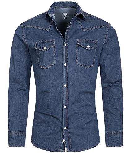 Rock Creek Herren Jeans Hemd Herrenhemd Denim Jeanshemd Vintage mit druckknöpfen Regular Fit Stehkragen Kentkragen Langarm Männer Hemd H-200 Blau M Rock Creek Herren Jeans Hemd Herrenhemd Denim Jeanshemd Vintage mit druckknöpfen Regular Fit Stehkragen Kentkragen Langarm Männer Hemd H-200 Blau M von Rock Creek