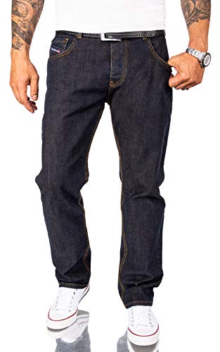 Rock Creek Herren Jeans Hose Comfort Fit Jeans Herrenjeans Herrenhose Denim Stonewashed Basic Weites Bein Raw RC-2165 Dunkelblau W29 L30 von Rock Creek