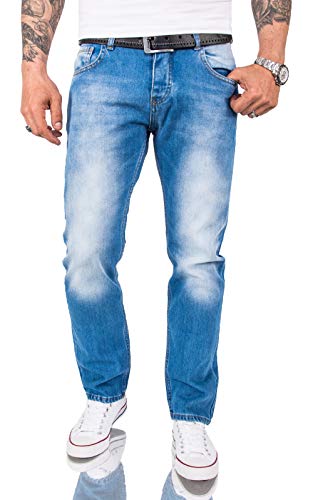 Rock Creek Herren Jeans Hose Comfort Fit Jeans Herrenjeans Herrenhose Denim Stonewashed Basic Weites Bein Raw RC-3101 Hellblau W40 L30 von Rock Creek