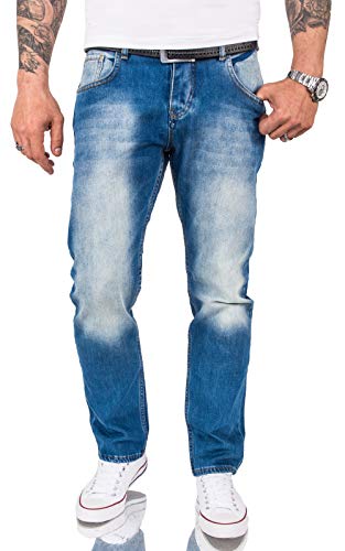 Rock Creek Herren Jeans Hose Comfort Fit Jeans Herrenjeans Herrenhose Denim Stonewashed Basic Weites Bein Raw RC-3119 Blau W33 L32 von Rock Creek