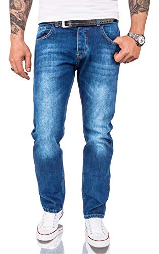 Rock Creek Herren Jeans Hose Comfort Fit Jeans Herrenjeans Herrenhose Denim Stonewashed Basic Weites Bein Raw RC-3120A Hellblau W33 L30 von Rock Creek