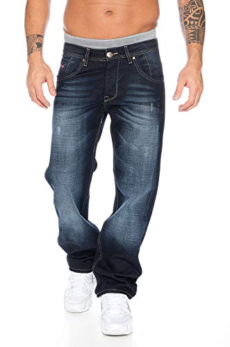 Rock Creek Herren Jeans Hose Denim Blau Straight-Cut Gerades RC-2091 Dunkelblau W42 L36 von Rock Creek