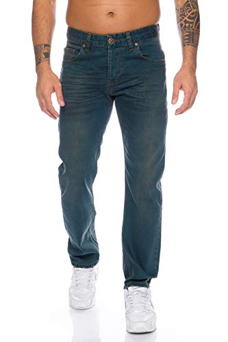 Rock Creek Herren Jeans Hose Regluar Fit Stonewashed Herrenjeans Denim Basic Raw Herrenhose Gerades Bein LL-325 Blau W42 L34 von Rock Creek