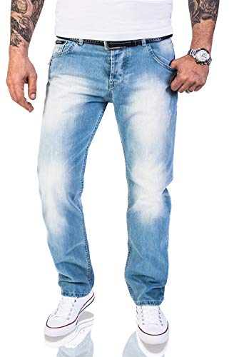 Rock Creek Herren Jeans Hose Regular Fit Jeans Herrenjeans Herrenhose Denim Stonewashed Basic Raw Straight Cut Jeans RC-2141 Hellblau W31 L32 von Rock Creek