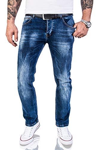 Rock Creek Herren Jeans Hose Regular Slim Stretch Jeans Herrenjeans Herrenhose Denim Stonewashed Basic Stretchhose Raw RC-2110A Dunkelblau W32 L32 von Rock Creek
