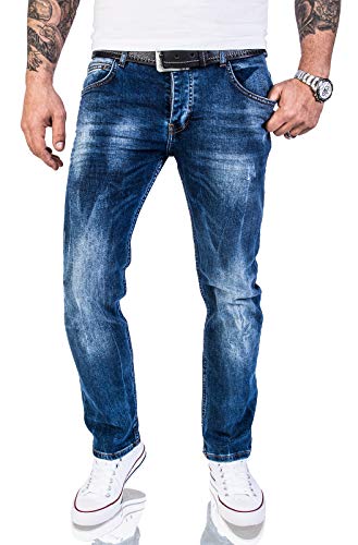 Rock Creek Herren Jeans Hose Regular Slim Stretch Jeans Herrenjeans Herrenhose Denim Stonewashed Basic Stretchhose Raw RC-2110A Dunkelblau W38 L38 von Rock Creek