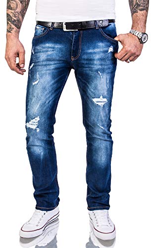 Rock Creek Herren Jeans Hose Regular Slim Stretch Jeans Herrenjeans Herrenhose Denim Stonewashed Basic Stretchhose Raw RC-2142 Blau W33 L30 von Rock Creek