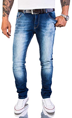 Rock Creek Herren Jeans Hose Slim Fit Stretch Jeans Herrenjeans Herrenhose Denim Stonewashed Blau Raw RC-2151 Super Washed W29 L32 von Rock Creek