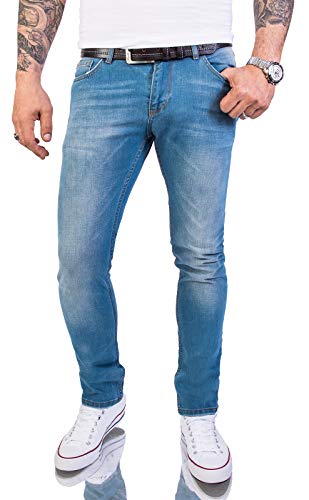 Rock Creek Herren Jeans Hose Slim Fit Stretch Jeans Herrenjeans Herrenhose Denim Stonewashed Hellblau Raw Used-Look Basic RC-2148 Stoneblue W38 L36 von Rock Creek