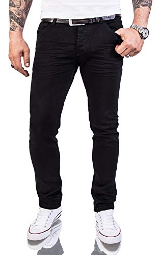 Rock Creek Herren Jeans Hose Slim Fit Stretch Jeans Schwarz Herrenjeans Herrenhose Denim Rinsedwash Knitter Look Stretchhose RC-2146 Pureblack W40 L30 von Rock Creek