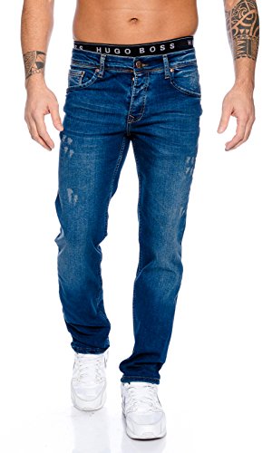 Rock Creek Herren Jeans Regular Fit Stretch Jeans Männerhose Herrenjeans Denim Hosen Herrenhose Straight Cut Stonewashed RC-2098 Blau W36 L32 von Rock Creek