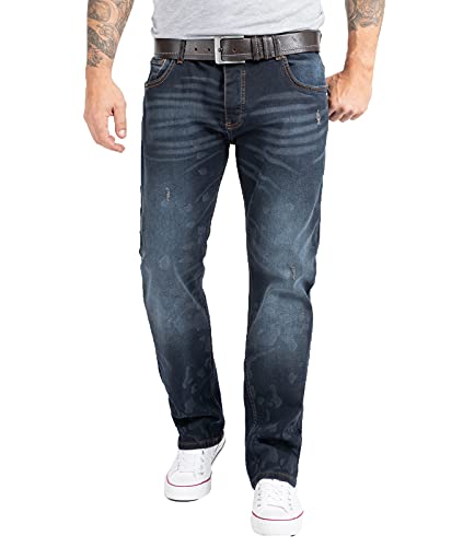 Rock Creek Herren Jeans Regular Fit Stretch Jeans Männerhose Herrenjeans Denim Hosen Herrenhose Straight Cut Stonewashed RC-2269 Dunkelblau W40 L30 von Rock Creek