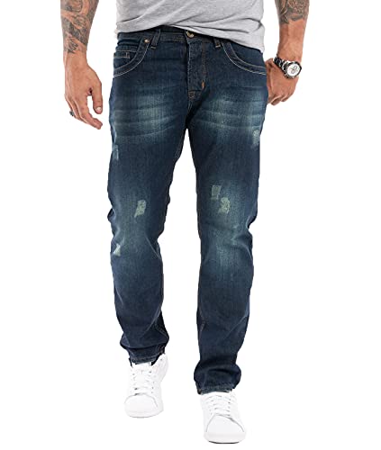 Rock Creek Herren Jeans Regular Fit Stretch Jeans Männerhose Herrenjeans Denim Hosen Herrenhose Straight Cut Stonewashed RC-2299 Dunkelblau W34 L32 von Rock Creek