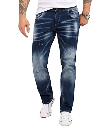 Rock Creek Herren Jeans Regular Fit Stretch Jeans Männerhose Herrenjeans Denim Hosen Herrenhose Straight Cut Stonewashed RC-3113 Dunkelblau W33 L32 von Rock Creek