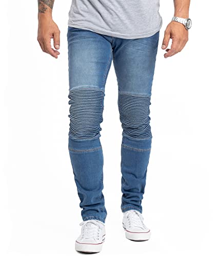 Rock Creek Herren Jeans Slim Fit Stretch Jeans Männerhose Herrenjeans Denim Hosen Herrenhose Bikerhose Stonewashed RC-2181 Blau W31 L30 von Rock Creek