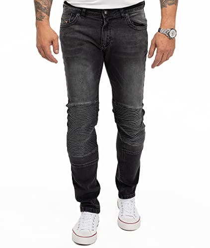 Rock Creek Herren Jeans Slim Fit Stretch Jeans Männerhose Herrenjeans Denim Hosen Herrenhose Bikerhose Stonewashed RC-2185 Schwarz W33 L34 von Rock Creek