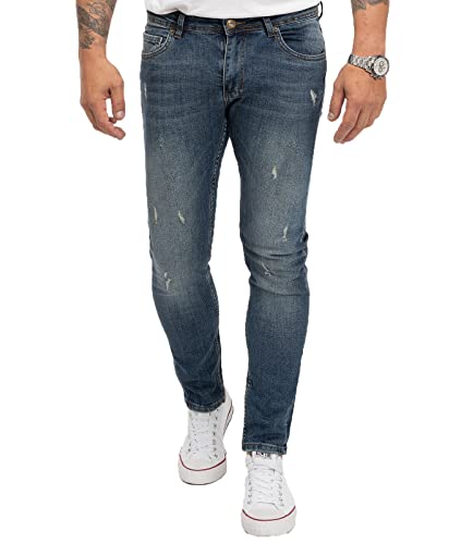 Rock Creek Herren Jeans Slim Fit Stretch Jeans Männerhose Herrenjeans Denim Hosen Herrenhose Straight Cut Stonewashed RC-2274 Blau W30 L30 von Rock Creek