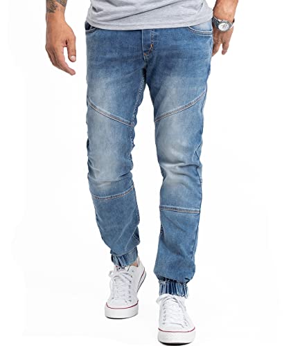 Rock Creek Herren Jeans Tapered Fit Stretch Jeans Männerhose Herrenjeans Denim Hosen Herrenhose Joggerjeans Stonewashed RC-2184 Blau W32 L34 von Rock Creek