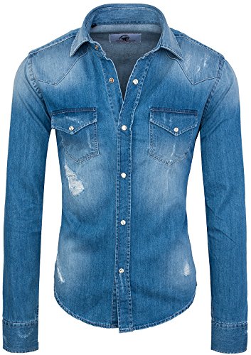 Rock Creek Herren Jeanshemd Denim RC-013 [Blau M] von Rock Creek