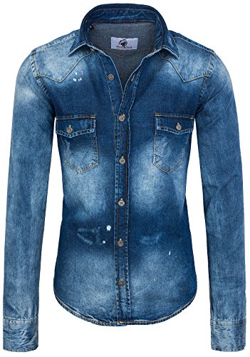 Rock Creek Herren Jeanshemd Denim RC-014 [Blau M] von Rock Creek