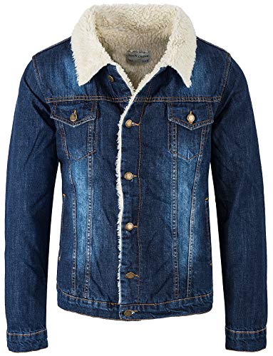 Rock Creek Herren Jeansjacke Winterjacke Teddyfutter Herrenjacke Herren Winter Jacken Teddyfellkragen Parka Warm Bomberjacke H-217 Dunkelblau 2XL von Rock Creek