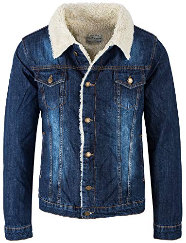 Rock Creek Herren Jeansjacke Winterjacke Teddyfutter Herrenjacke Herren Winter Jacken Teddyfellkragen Parka Warm Bomberjacke H-217 Dunkelblau 3XL von Rock Creek