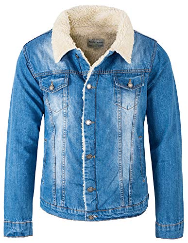 Rock Creek Herren Jeansjacke Winterjacke Teddyfutter Herrenjacke Herren Winter Jacken Teddyfellkragen Parka Warm Bomberjacke H-217 Hellblau 3XL von Rock Creek