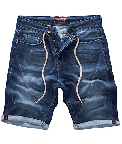 Rock Creek Herren Sweat Shorts Jeansshorts Denim Short Kurze Hose Herrenshorts Sommer Sweatshort Stretch Bermudas Dunkelblau RC-2200 Harbour Blue W30 von Rock Creek