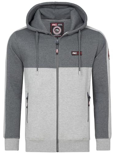 Rock Creek Herren Kapuzenpullover Hoodie mit Reißverschluss und Taschen Langarm Sweatjacke Freizeit Sport Streetwear Basic Casual Pullover mit Kapuze Kordelzug Joggingjacke H-410 XL Grau von Rock Creek