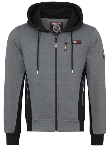 Rock Creek Herren Kapuzenpullover Hoodie mit Reißverschluss und Taschen Langarm Sweatjacke Freizeit Sport Streetwear Basic Casual Pullover mit Kapuze Kordelzug Joggingjacke H-413 3XL Grau von Rock Creek