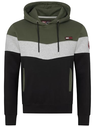 Rock Creek Herren Kapuzenpullover L Dunkelgrün H-407 Hoodie im Colorblock-Design mit Kordelzug Logo-Patch & Seitentaschen Bequemer Sweatshirt Pulli für Freizeit & Outdoor von Rock Creek