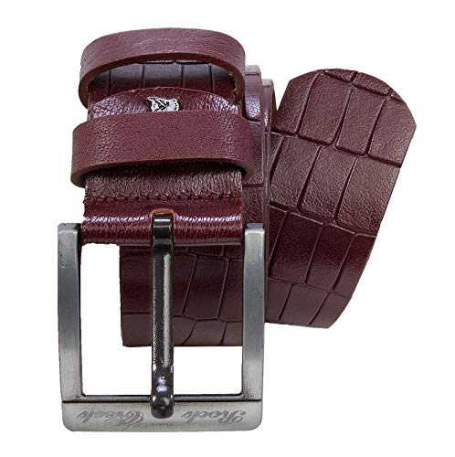 Rock Creek Herren Leder Gürtel Jeansgürtel Herrengürtel Ledergürtel Echt Leder Rindsleder Gürtel Metall Dornschließe G-003 Weinrot 130 von Rock Creek