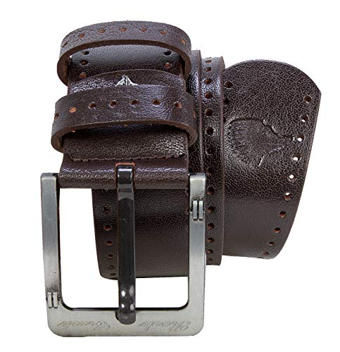 Rock Creek Herren Leder Gürtel Jeansgürtel Herrengürtel Ledergürtel Echt Leder Rindsleder Gürtel Metall Dornschließe G-006 Dunkelbraun 125 von Rock Creek