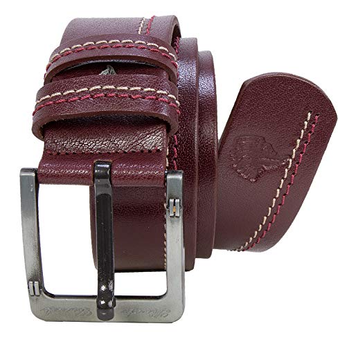 Rock Creek Herren Leder Gürtel Jeansgürtel Herrengürtel Ledergürtel Echt Leder Rindsleder Gürtel Metall Dornschließe G-010 Weinrot 125 von Rock Creek