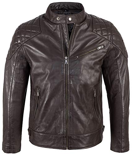 Rock Creek Herren Lederjacke Biker Jacke Echtleder Motorradjacke Leder Jacken Herrenjacke, S, Dunkelbraun H-180 von Rock Creek