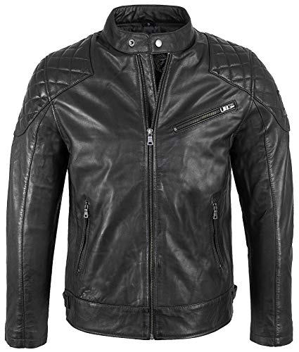 Rock Creek Herren Lederjacke Biker Jacke Echtleder Motorradjacke Leder Jacken Herrenjacke Winterjacke, M, Schwarz H-180 von Rock Creek