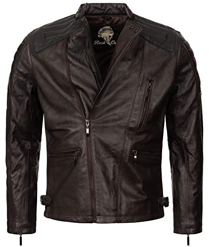 Rock Creek Herren Lederjacke Biker Jacke Echtleder Motorradjacke Leder Jacken Herrenjacke Braun Winterjacke Übergangsjacke H-181 Dunkelbraun M von Rock Creek