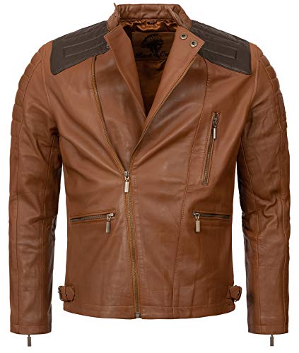 Rock Creek Herren Lederjacke Biker Jacke Echtleder Motorradjacke Leder Jacken Herrenjacke Braun Winterjacke Übergangsjacke H-181 Hellbraun L von Rock Creek