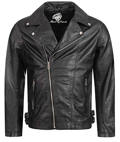 Rock Creek Herren Lederjacke Biker Jacke Echtleder Motorradjacke Leder Jacken Herrenjacke Braun Winterjacke Übergangsjacke H-182 Schwarz M von Rock Creek