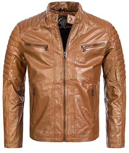 Rock Creek Herren Lederjacke Biker Jacke Echtleder Motorradjacke Leder Jacken Herrenjacke Braun Winterjacke Übergangsjacke H-183 Hellbraun S von Rock Creek