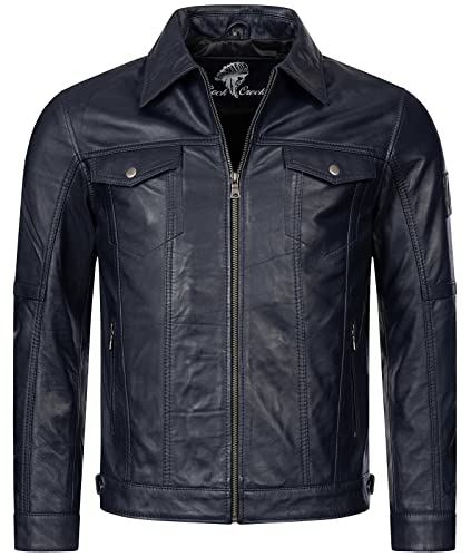 Rock Creek Herren Lederjacke Biker Jacke Echtleder Motorradjacke Leder Jacken Herrenjacke Kentkragen Winterjacke Übergangsjacke H-296 Navy 3XL von Rock Creek