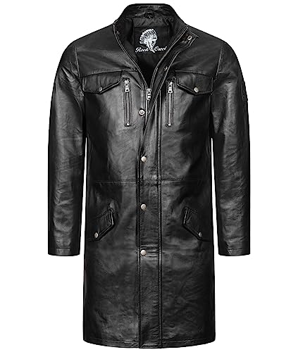 Rock Creek Herren Ledermantel Leder Jacke Echtleder Herrenmantel Leder Mantel Herrenjacke Stehkragen Winterjacke Übergangsjacke H-343 Schwarz 2XL von Rock Creek