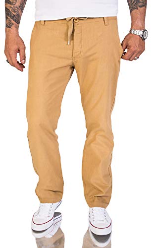 Rock Creek Herren Leinen-Optik Hose Stoffhose Sommerhose Regular Fit Chino Hosen Männer Hose Gummizug Herrenhosen Lang Strandhose RC-2152 Camel W29 L30 von Rock Creek