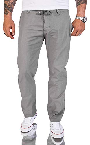 Rock Creek Herren Leinen-Optik Hose Stoffhose Sommerhose Regular Fit Chino Hosen Männer Hose Gummizug Herrenhosen Lang Strandhose RC-2152 Grau W30 L30 von Rock Creek