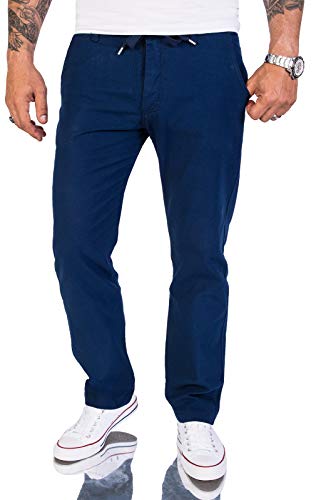 Rock Creek Herren Leinen-Optik Hose Stoffhose Sommerhose Regular Fit Chino Hosen Männer Hose Gummizug Herrenhosen Lang Strandhose RC-2152 Navy W31 L32 von Rock Creek