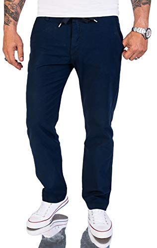 Rock Creek Herren Leinen-Optik Hose Stoffhose Sommerhose Regular Fit Chino Hosen Männer Hose Gummizug Herrenhosen Lang Strandhose RC-2152 Petrolblau W32 L32 von Rock Creek