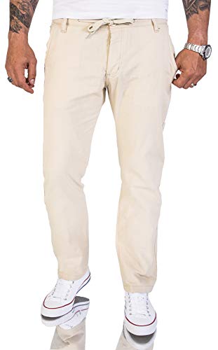 Rock Creek Herren Leinen-Optik Hose Stoffhose Sommerhose Regular Fit Chino Hosen Männer Hose Gummizug Herrenhosen Lang Strandhose RC-2152 Sand W29 L32 von Rock Creek