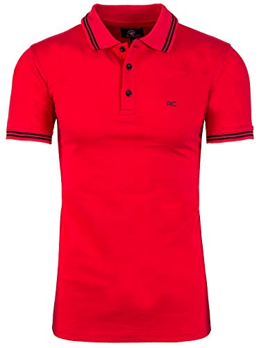 Rock Creek Herren Polo T-Shirts Basic Shirt Kurzarm Poloshirt Polohemd Slim Fit Sommer Shirts Männer T Shirt Top Polokragen H-177 Rot 3XL von Rock Creek