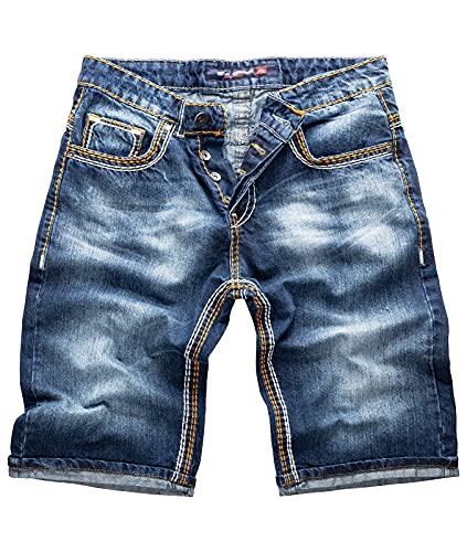 Rock Creek Herren Shorts Jeansshorts Denim Short Kurze Hose Herrenshorts Jeans Sommer Hose Dicke Nähte Bermuda Hose RC-2077 Dunkelblau W29 von Rock Creek